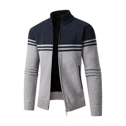 StyleCast x Revolte Men Mock Collar Striped Casual Bomber Jacket-image-74