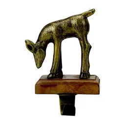 Hind Decor Yellow & Brown Reindeer Stocking Holder-48