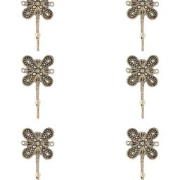 IndianShelf Gold-Toned 6 Pieces Floral Printed Brass Wall Hooks-image-94