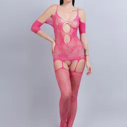 COLOR STYLE Self Design Stockings With Mask-image-78