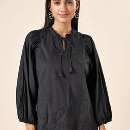 AKKRITI BY PANTALOONS Tie-Up Neck Cotton Top-image-71
