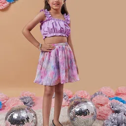 pspeaches Girls Square Neck Sleeveless Top With Skirt-image-43