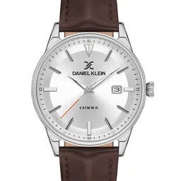 Daniel Klein Premium Men Silver-Toned Dial & Brown Straps Analogue Watch- DK.1.13312-1_OR-18
