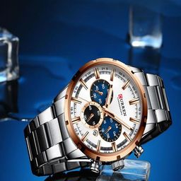 Curren Men Brass Dial & Stainless Steel Straps Analogue WatchCR-8355-51