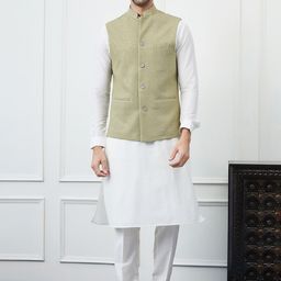 See Designs Embroidered Pure Cotton Slim-Fit Nehru Jacket-45