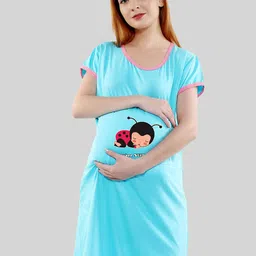 SillyBoom Graphic Printed Maternity Cotton T-Shirt Dress-image-84