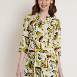 Hive91 Floral Printed Band Collar A-line Tunic With Pintuck Details-picture-33