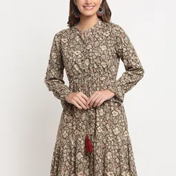 KALINI Mandarin Collar Printed Dress-image-23