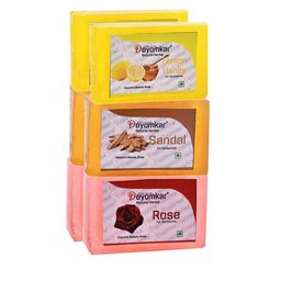 Deyomkar Unisex Unisex Herbal 2 Rose, 2 Lemon Honey & 2 Sandalwood Soap Pack of 6-12