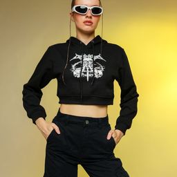 Stylecast X Hersheinbox Cotton Printed Hooded Cropped Sweatshirt-image-58