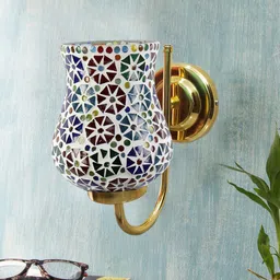 Devansh White & Gold-Toned Textured Contemporary Metal Bell Wall Lamp-16
