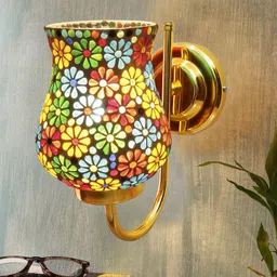 Devansh White & Blue Textured Contemporary Metal Bell Wall Lamps-image-93