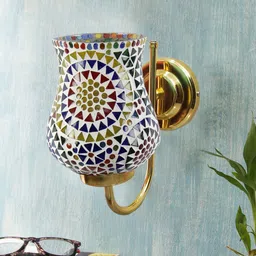 Devansh White & Gold-Toned Textured Contemporary Metal Bell Wall Lamp-19