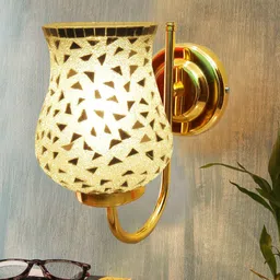 Devansh White & Silver-Toned Textured Contemporary Metal Bell Wall Lamps-5