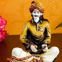eCraftIndia White & Gold-Toned Rajasthani Working Man Handcrafted Decorative Showpiece-image-45