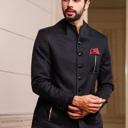 Tasva Men Black Slim-Fit Single-Breasted Two-Piece Party Suit-image-10