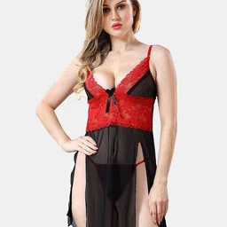 Be You Self Designed Net Baby Doll With Brief-picture-3