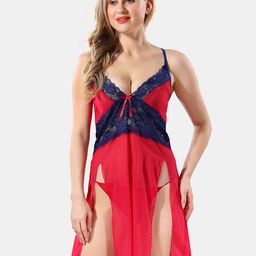 Be You Self Design Shoulder Straps Net Baby Doll With Brief-picture-13
