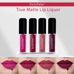 CurlyTales Set Of 4 Lightweight & Waterproof True Premium Matte Lipsticks - 04, 07, 08, 15-34