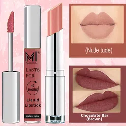 MI FASHION Set of Lip Love Liquid Lipstick 3.5ml - 10 & Creamy Matte Lipstick 3.5g - 25-13