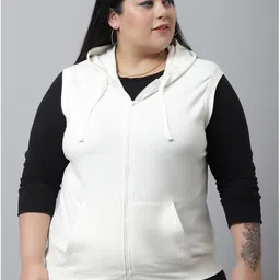 Rute Women White Hooded Plus Size Fleece Sweatshirt-29