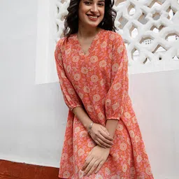 Janasya Georgette Floral Regular Tunic-image-6