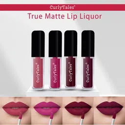 CurlyTales Set Of 4 Lightweight & Waterproof True Matte Premium Lipsticks - 10, 12, 13, 15-68