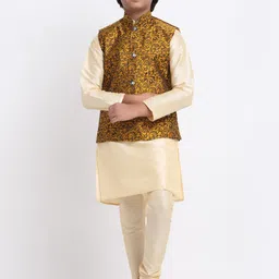 KRAFT INDIA Mandarin Collar Kurta with Churidar & Nehru Jacket-picture-14