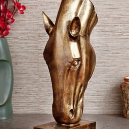 eCraftIndia Gold-Toned Elegant Horse Face Handcrafted Polyresin Decorative Showpiece-image-89