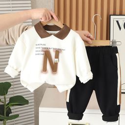 INCLUD Infant Boys Typographic Printed Polo Sweatshirt With Pants-picture-4
