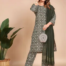 Moda Rapido Floral Printed Round Neck Straight Kurta With Trouser And Dupatta-picture-21