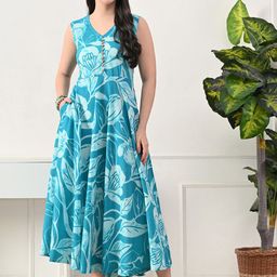 DECKEDUP River Day Women Floral Print Sleeveless Fit & Flare Maxi Dress-picture-45