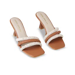 CHAAL CHALAN Colourblocked PU Work Block Sandals Heels-5