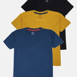 KiddoPanti Boys Pack Of 3 Solid Round Neck Cotton T-shirts-picture-42