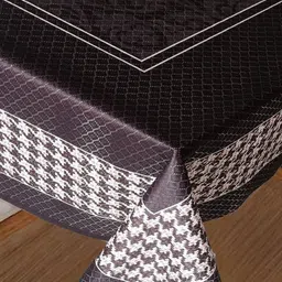 Homerz Coffee Brown Floral Cotton 6-Seater Table Cover-58