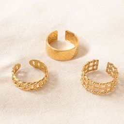 Niska Set Of 3 Gold-Plated Adjustable Finger Ring-image-1