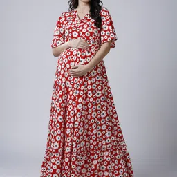 Mom For Sure by Ketki Dalal Women Floral Printed Maternity Maxi Dress-image-38