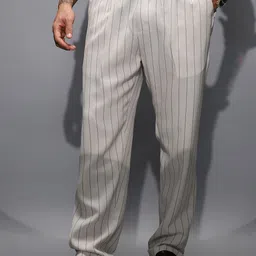 Campus Sutra Men Striped Mid-Rise Comfort Trousers-image-89