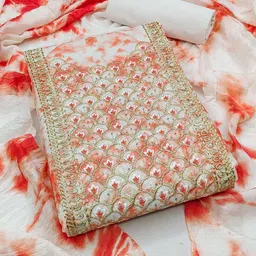 Ishin Tie & Dyed Sequinned Pure Cotton Unstitched Dress Material-1