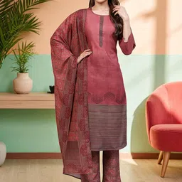 MORDEN MUSE Women Printed Regular Cotton Kurta with Trousers & Dupatta-picture-1
