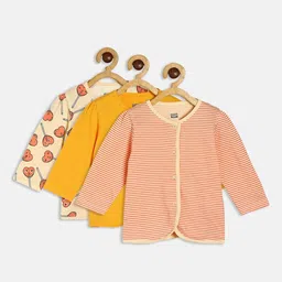 MINI KLUB Infant Girls Pack Of 3 Printed Pure Cotton Jhabla Vest 25BGFV741-picture-31