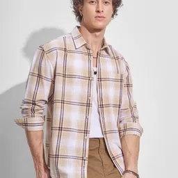 HIGHLANDER Relaxed Fit Checked Long Sleeves Cotton Casual Shirt-picture-11
