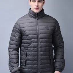 Woodland Men Mock Collar Solid Casual Padded Jacket-image-43