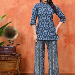 Billion Printed Mandarin Collar Pure Cotton Tunic With Trousers-image-20
