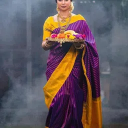 VILLE FASHION Woven Design Zari Art Silk Kanjeevaram Saree-picture-46
