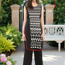 Pannkh Women Ethnic Motifs Printed Round Neck Crepe Kurta-image-73