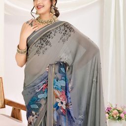 KALINI Floral Zari Poly Chiffon Saree-image-47