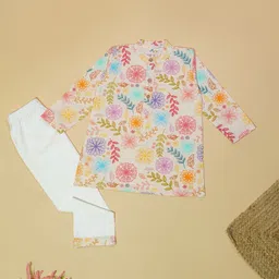 Desi Soota Infants Boys Floral Printed Mandarin Collar Pure Cotton Kurta With Pyjamas-picture-11