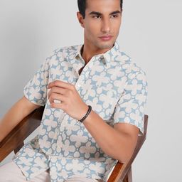 indus route by Pantaloons Men Floral Printed Spread Collar Pure Cotton Casual Shirt-image-58