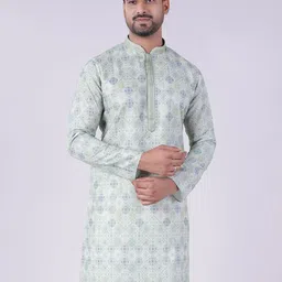 AURIK Floral Printed Thread Work Cotton Silk Kurta-picture-4